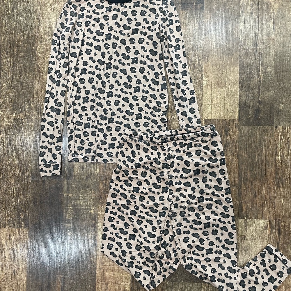 Kickee Pants Kids Pajamas Size 14 Leopard Print Bamboo 2-Piece Set